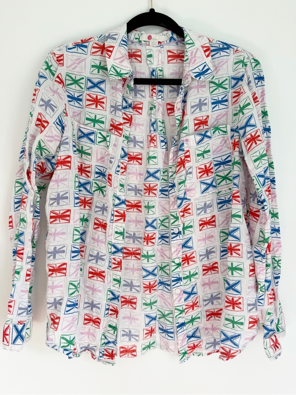 Boden Women’s 100% Linen Buttoned Shirt Novelty Print Size 2R